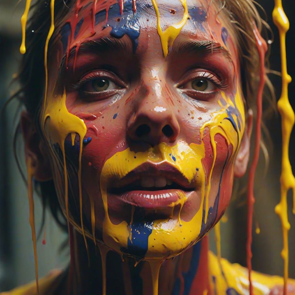 Penelope dripping in paint