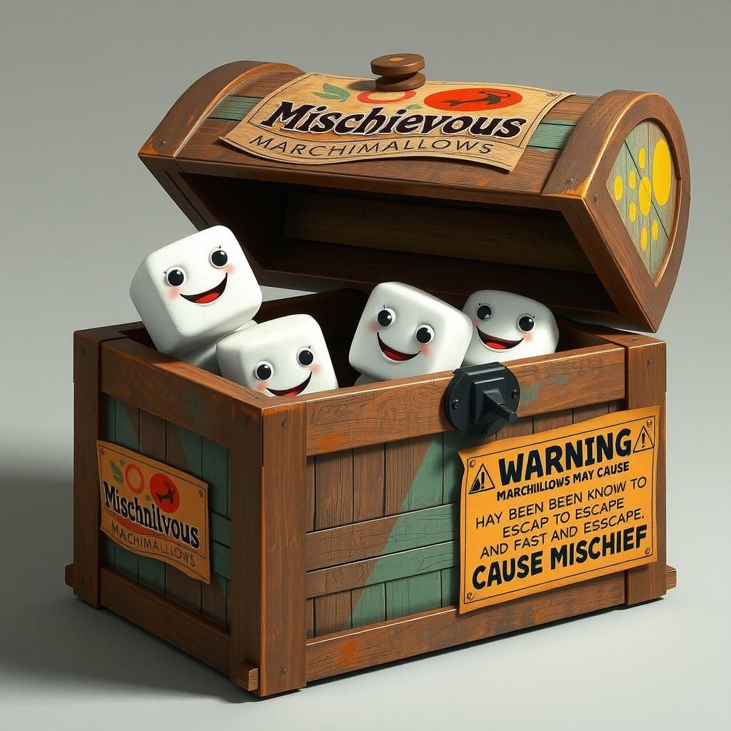 Mischievous Marshmallows Escape: A Surrealist Chest
