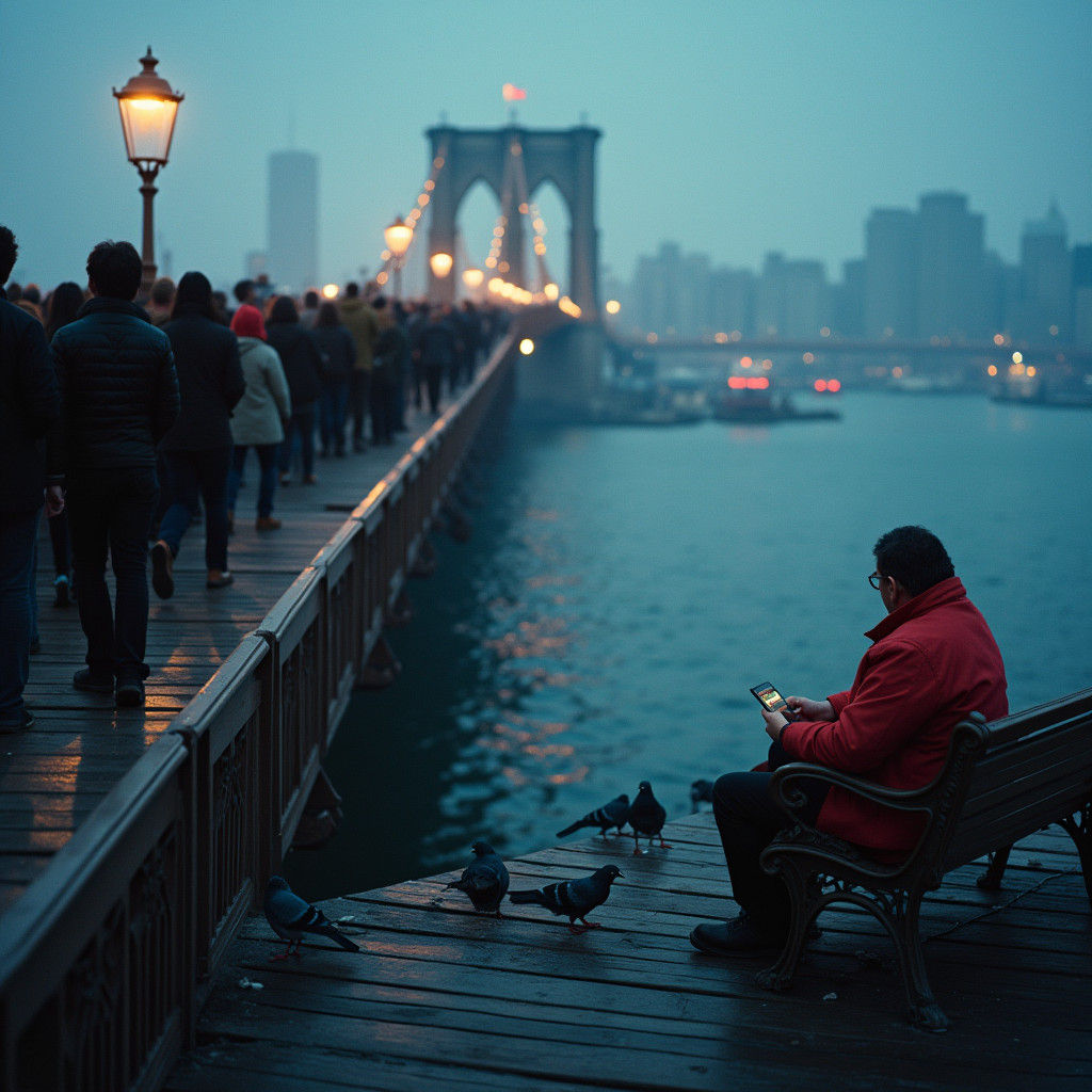 Dusk on Brooklyn Bridge: Disconnect in the Digital Age