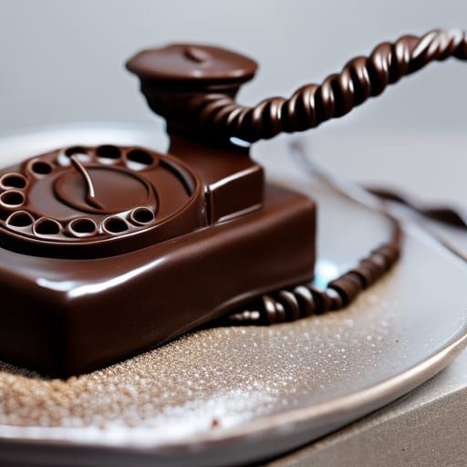 A rotary telephone made out of chocolate cake
