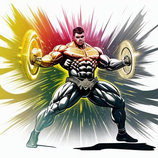 Golden Champion Wrestler Silhouette in Monochrome Art