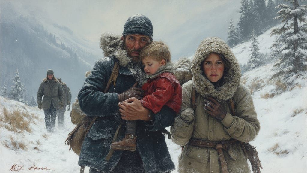 Refugee Family's Desperate Journey Over Snowy Alps