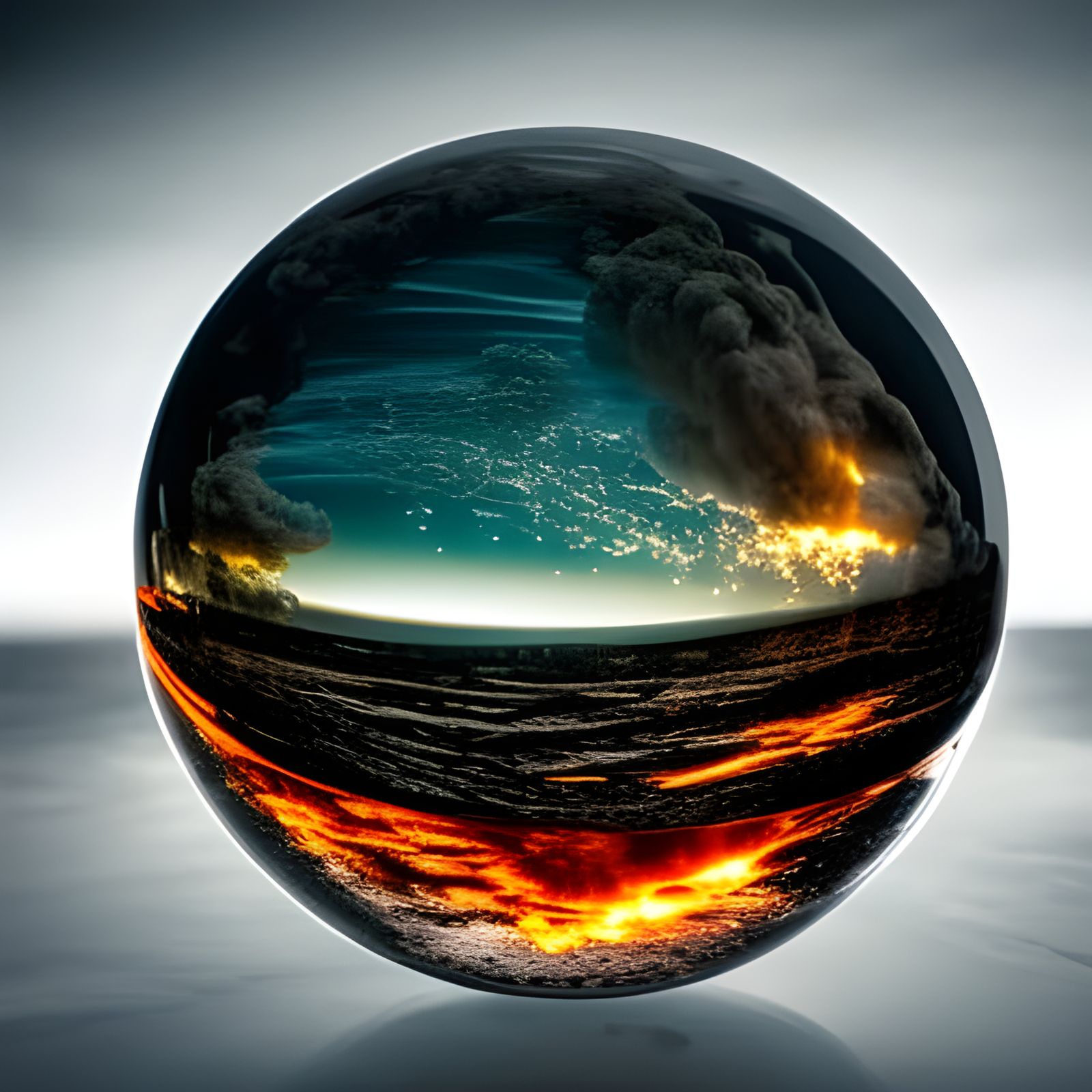 Nuclear Attack Encased in Glass Ball