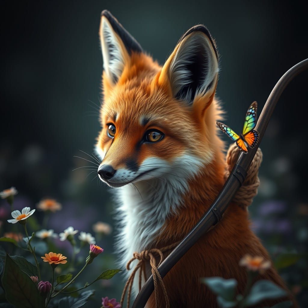 Whispering Woodland Fox with Enchanted Bow