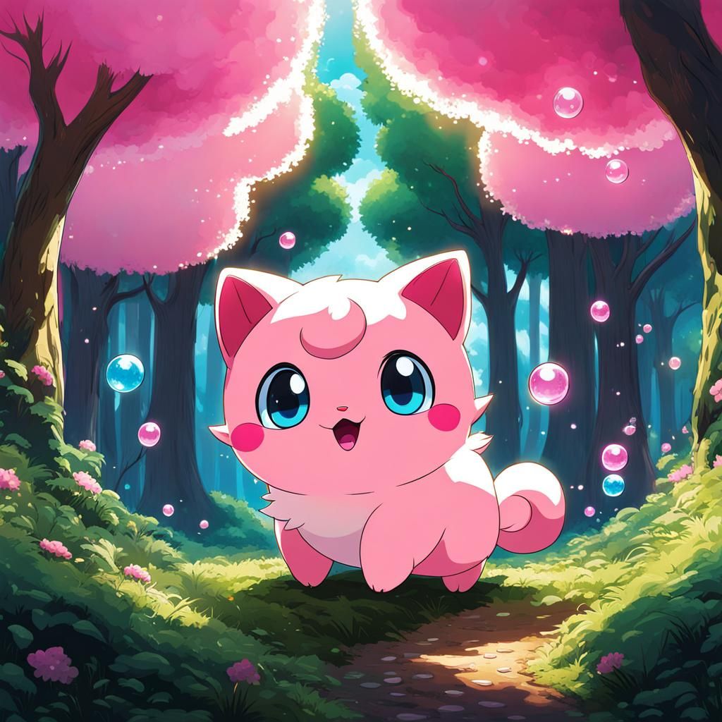 Chibi Jigglypuff in Forest, Anime Key Visual