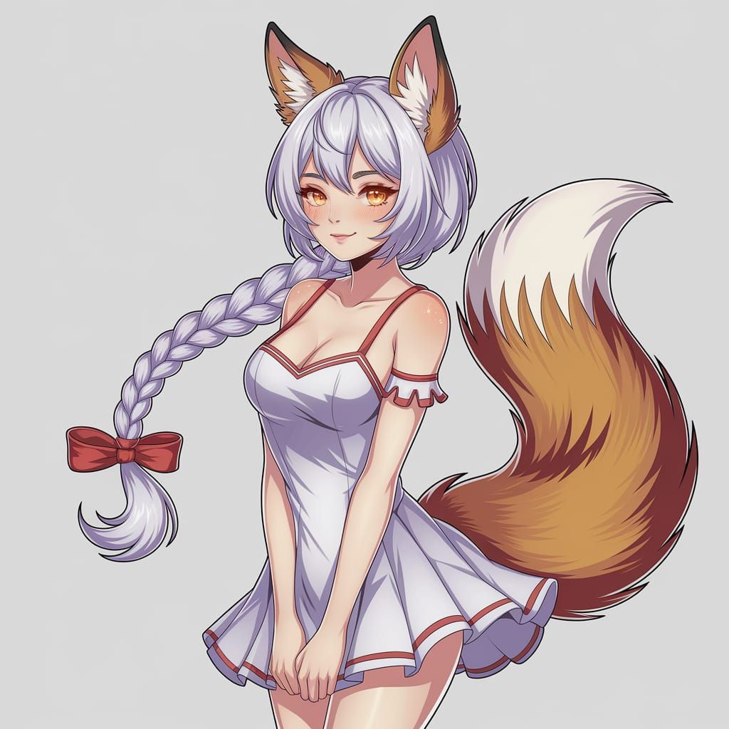 Anime-Inspired Fox Maiden with Gentle Expression