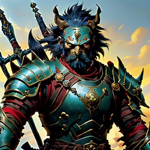 Armored Warrior with Spear: Photorealistic Digital Art