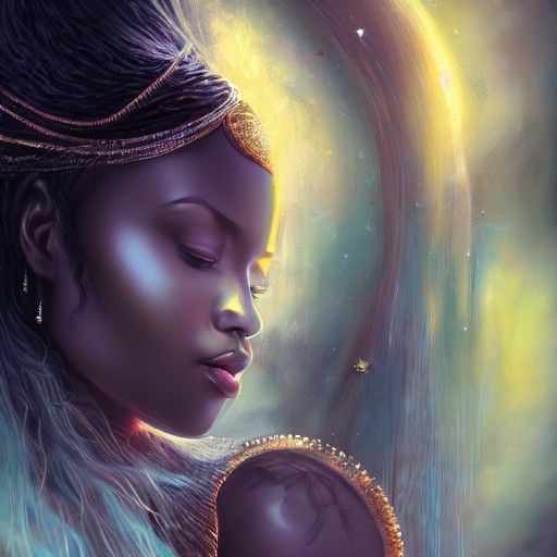 Ethereal African Storm Goddess Digital Painting