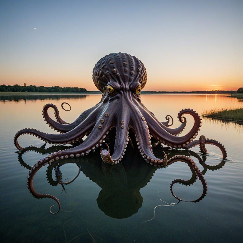 Surreal Octopus Creature in Oklahoma Lake