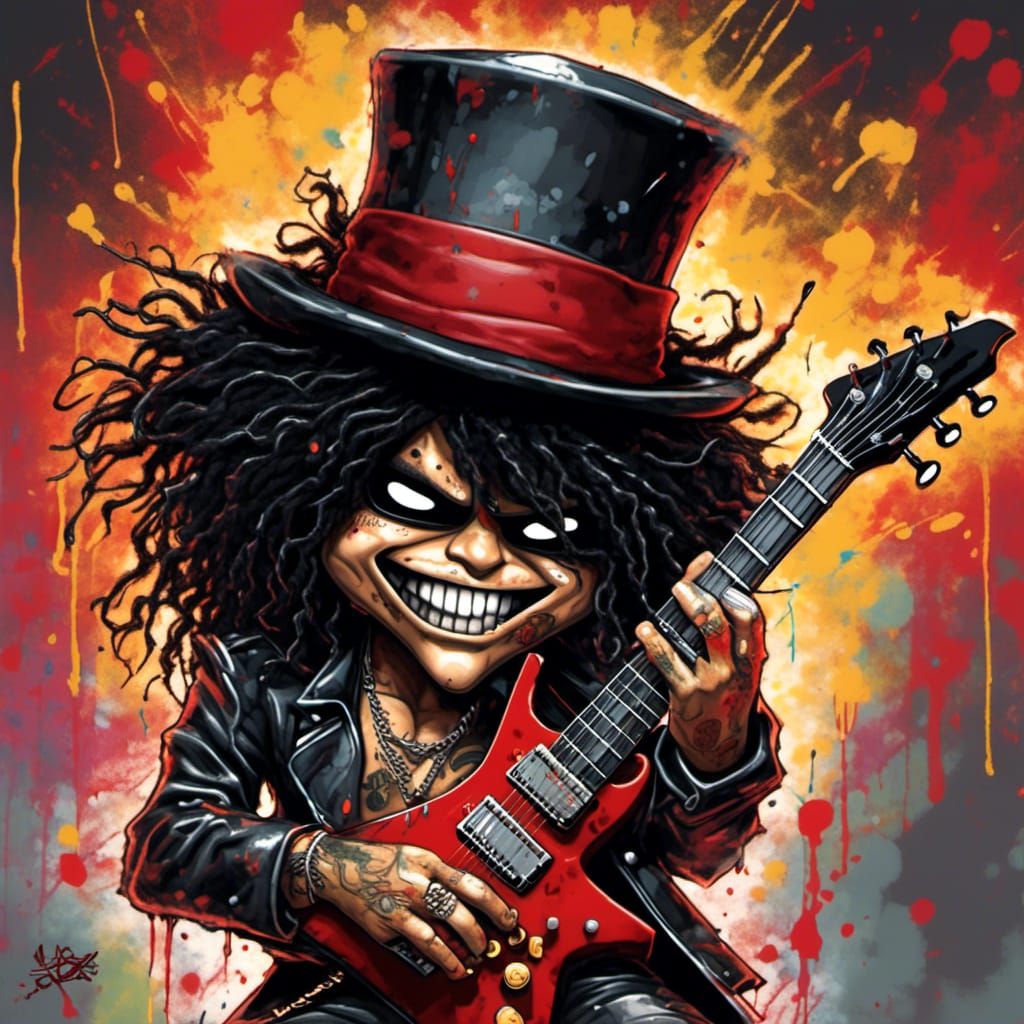 Chibi Slash Playing Double Guitar in High Definition