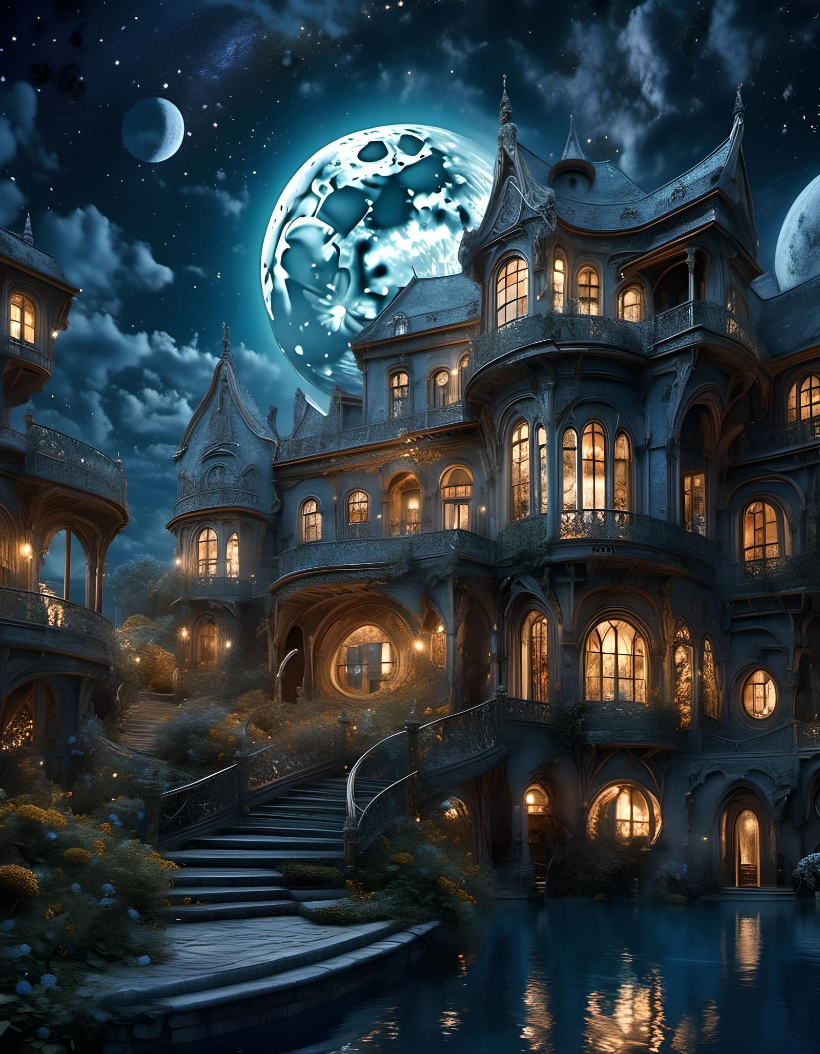 Magic Lunar Town with Spanish Villas
