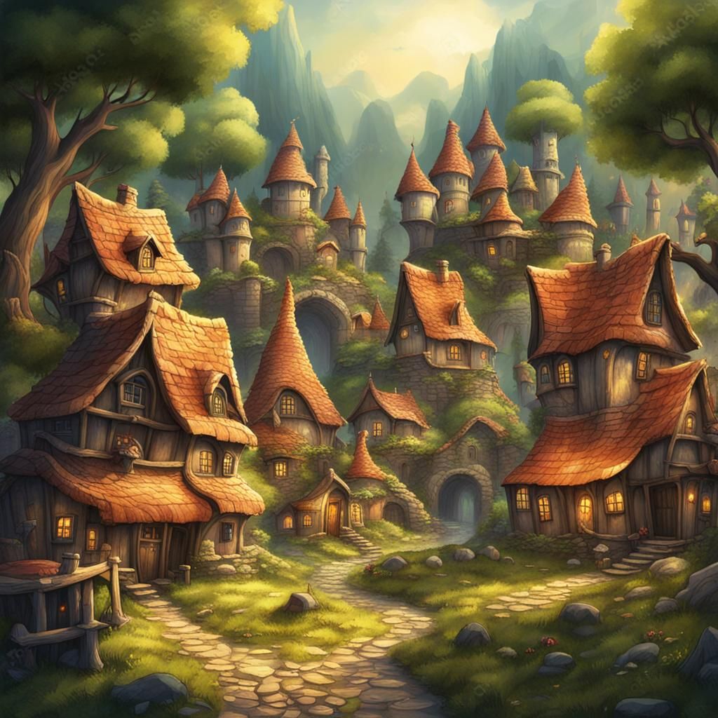 Enchanting Fantasy Village Hidden in Forest
