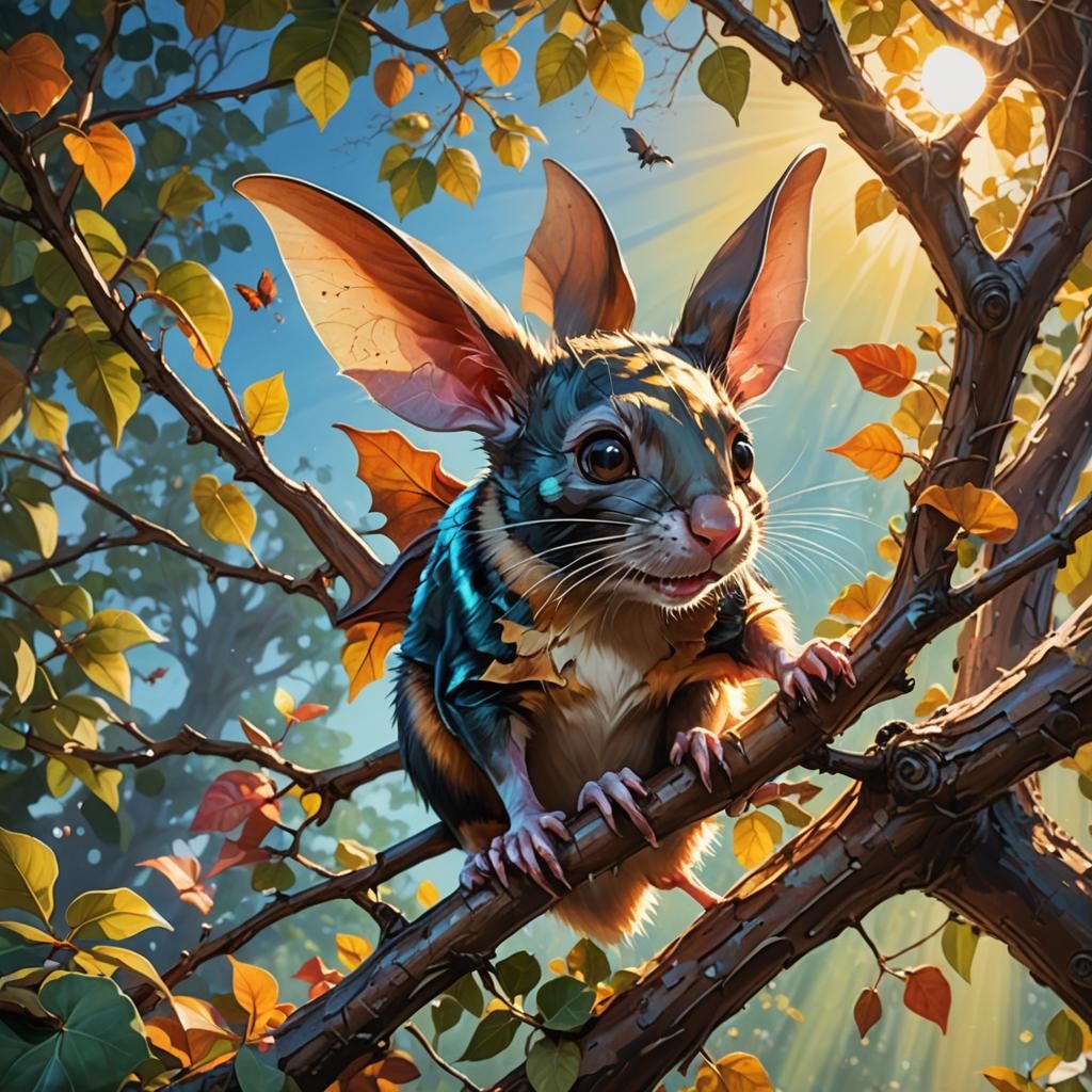Hyperrealistic Flying Mouse on Holiday: Splash Art