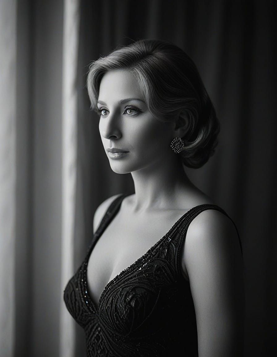 Old Hollywood Glamour Portrait in Black and White