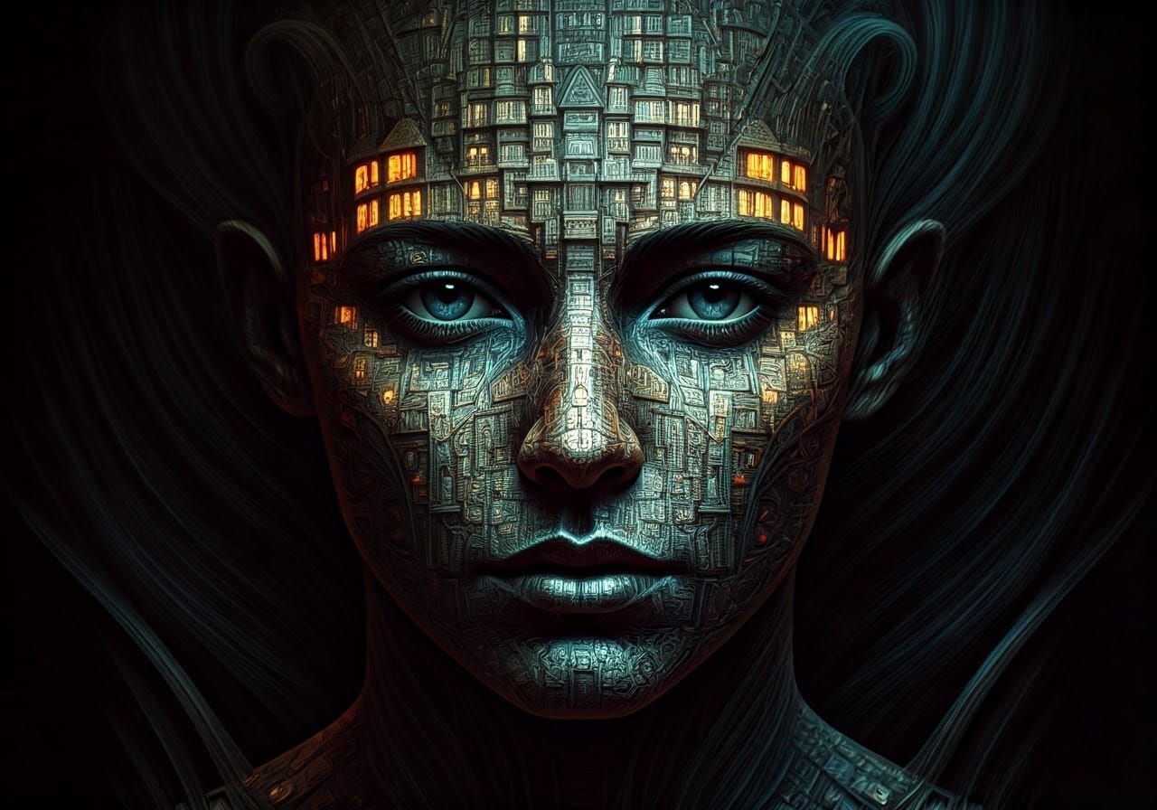 Dreamlike Fantasy Face in Surrealist Style