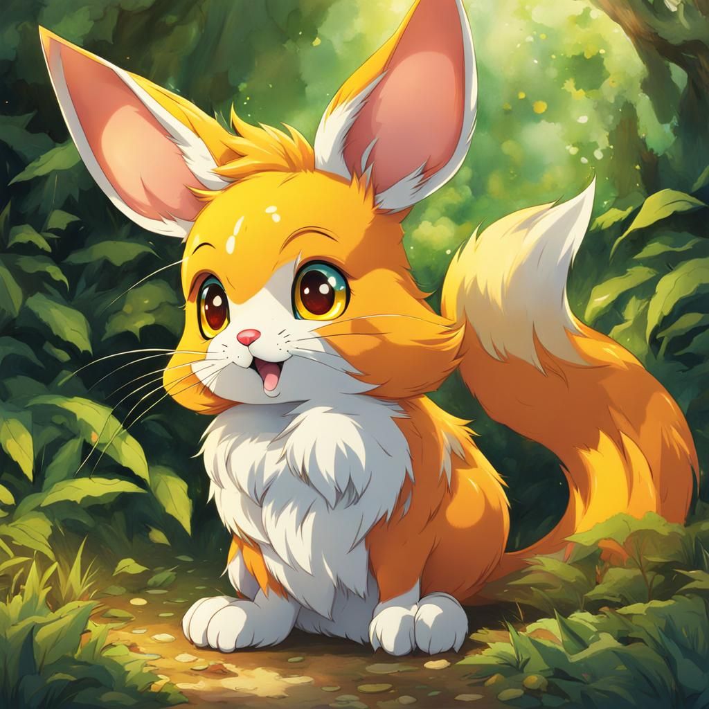 Colorful Animal in Anime Style with Bushy Tail