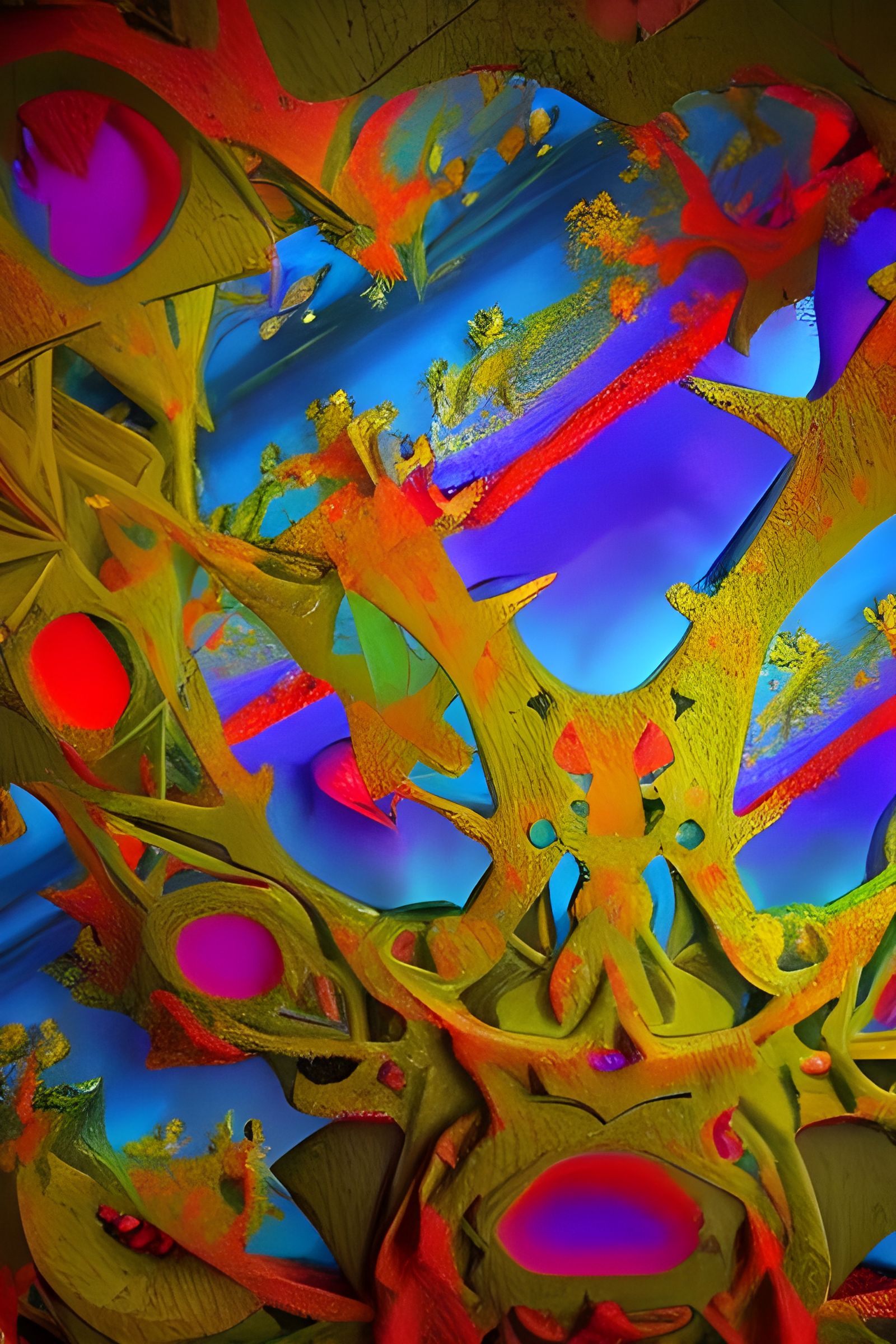 Fractal Porcelain Object on Chinese Table, 3D Render