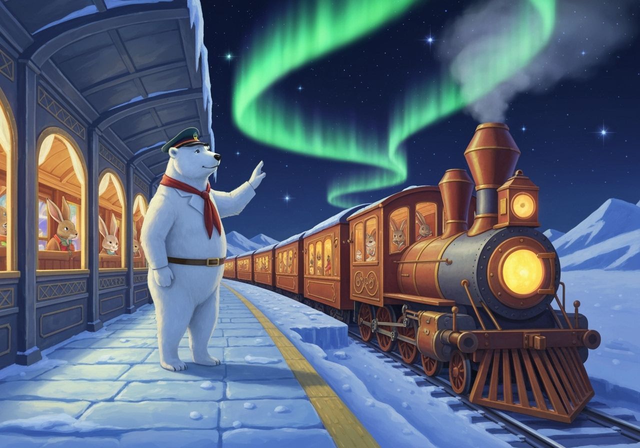 Polar Bear Conductor on Magical Arctic Train
