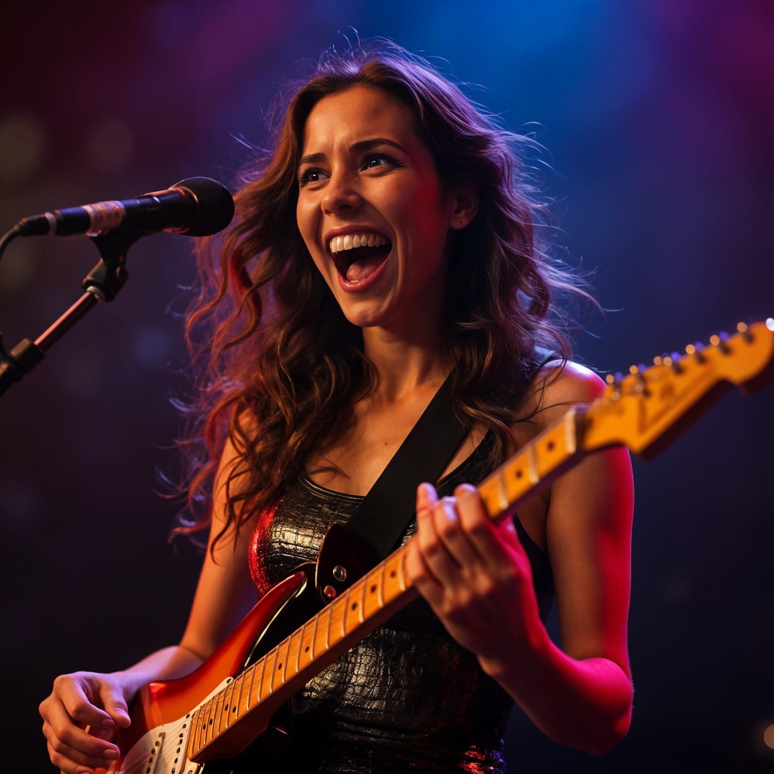Young Rockstar in Crocodile Leather Dress