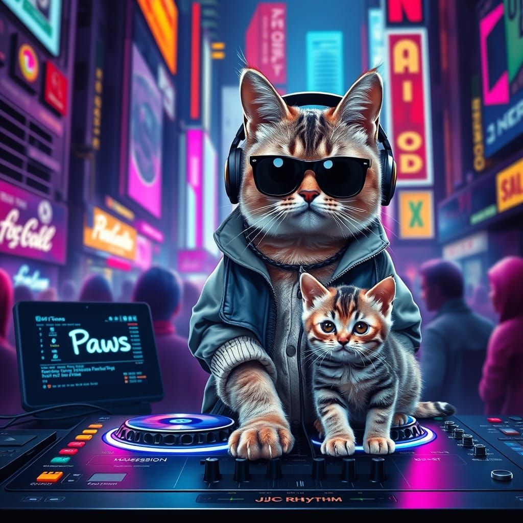 Confident Feline DJs Shine in Vibrant NYC Nightclub