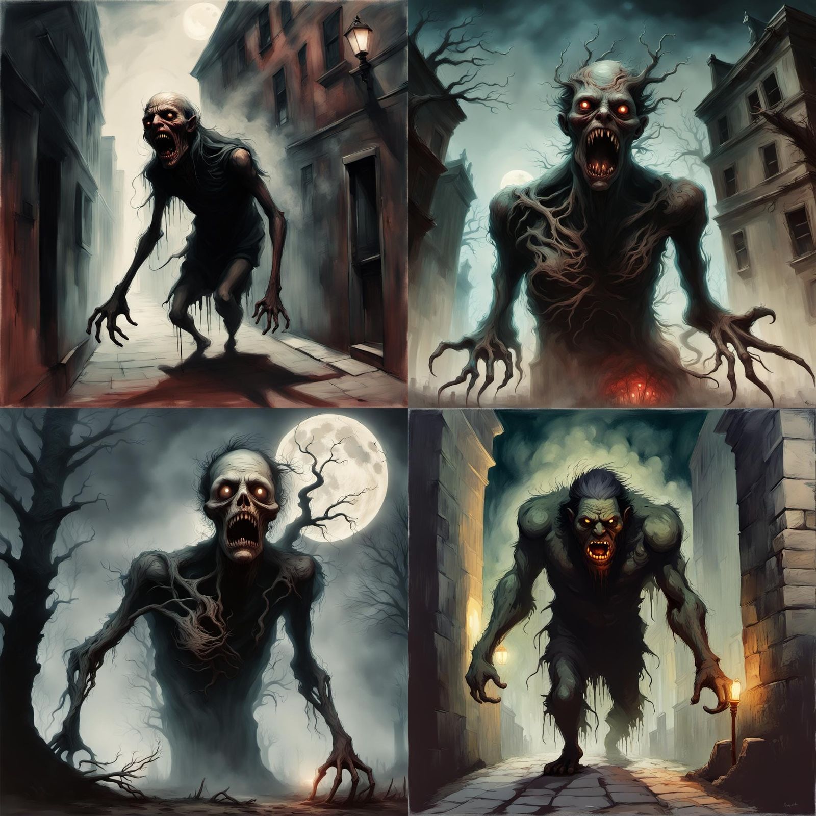 Eerie Monsters Among Us in Gothic Horror Style