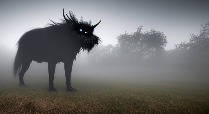 Eerie Nightmare Creature Lurking in Ominous Fog