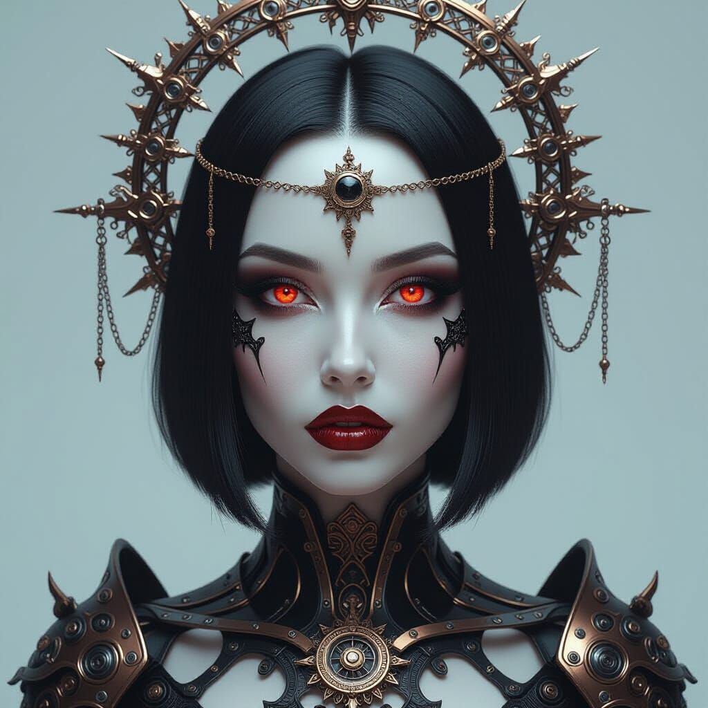 Cyber-Gothic Goddess Portrait in Dramatic Chiaroscuro