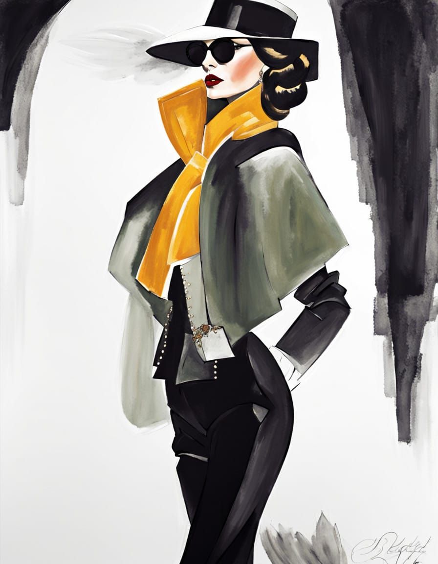 Elegant Woman in Art Deco Gown, George Lepape Style