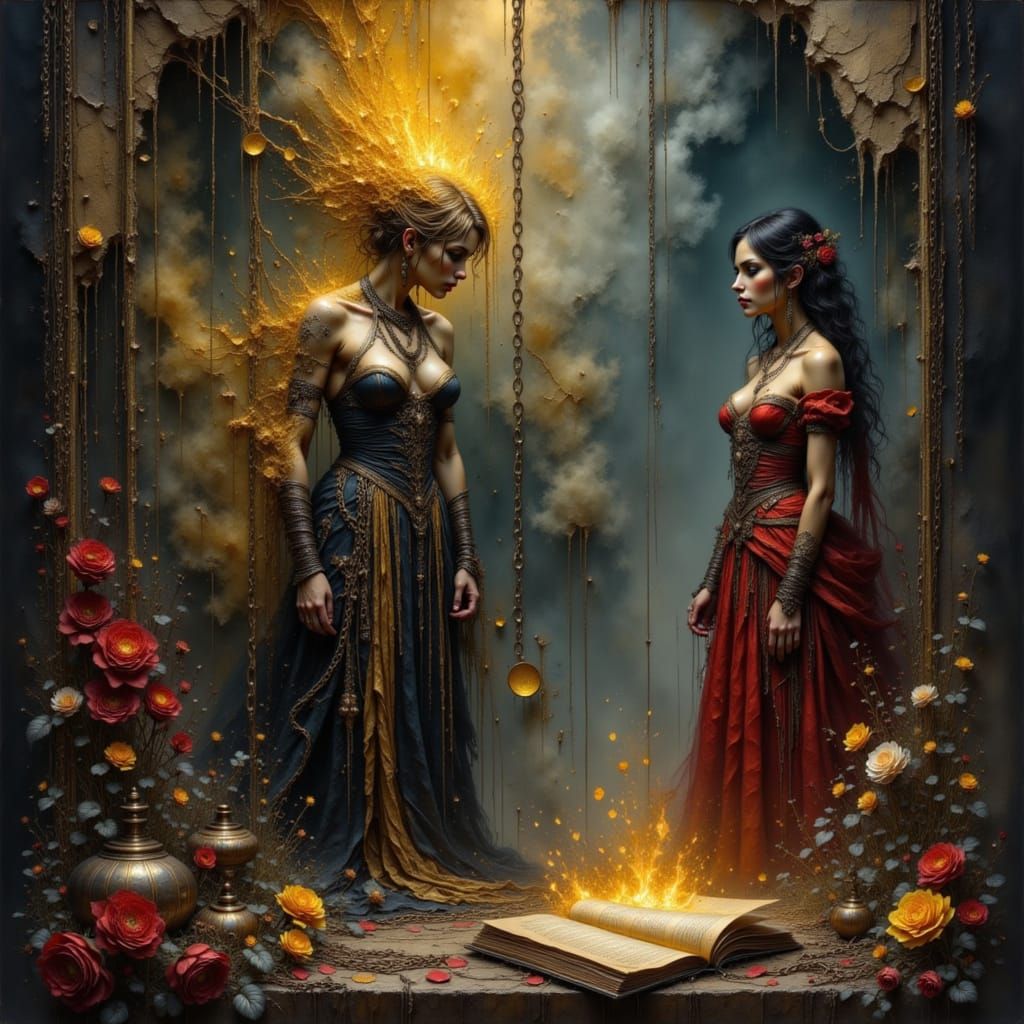 Dramatic Abstract Realism: Chains, Fire, and Hidden Truths