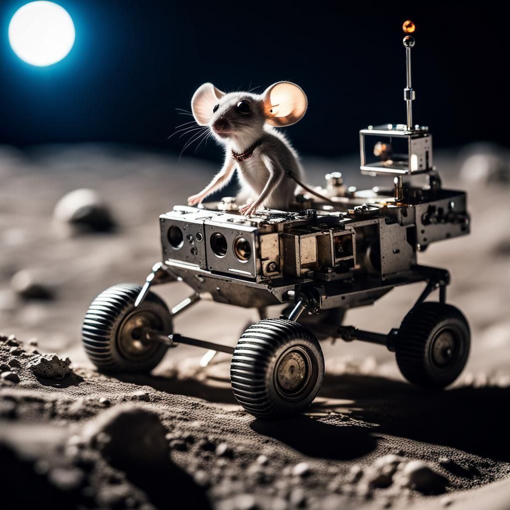 Mouse and Alien Lunar Rover Ride, Macro Photograph