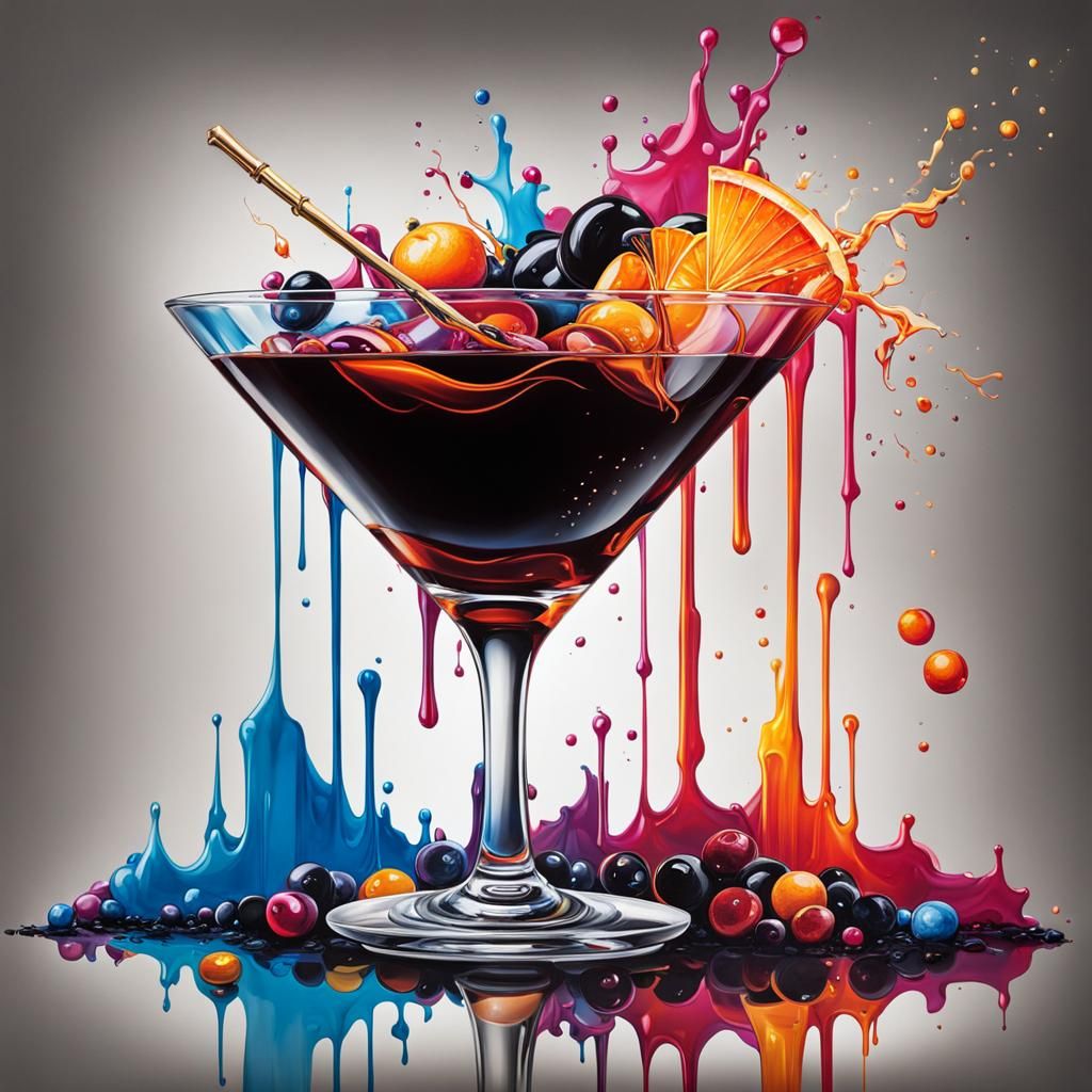 Black Manhattan Cocktail in Graffiti Street Art Style