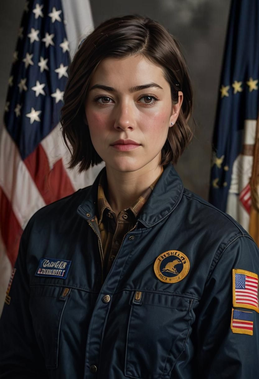 Photorealistic Portrait of Woman in Police Uniform