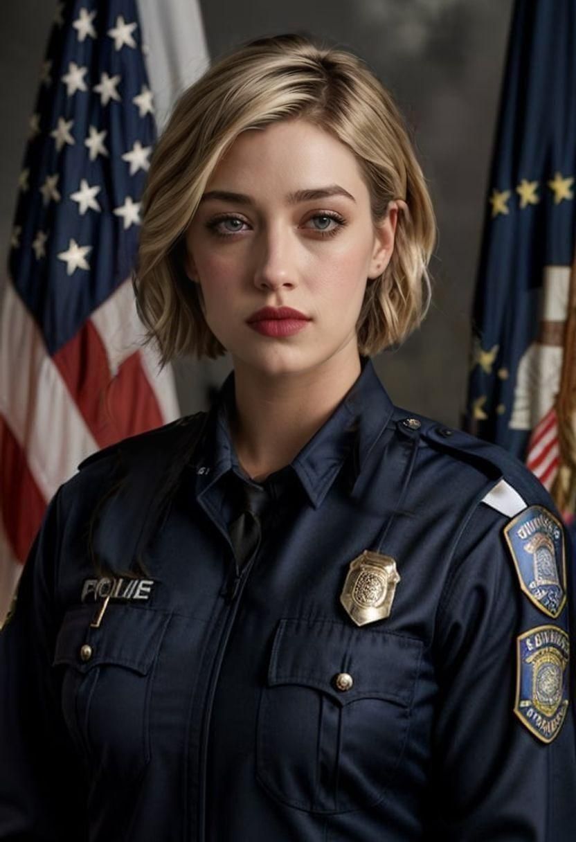 Woman in Police Uniform, American Realism Style