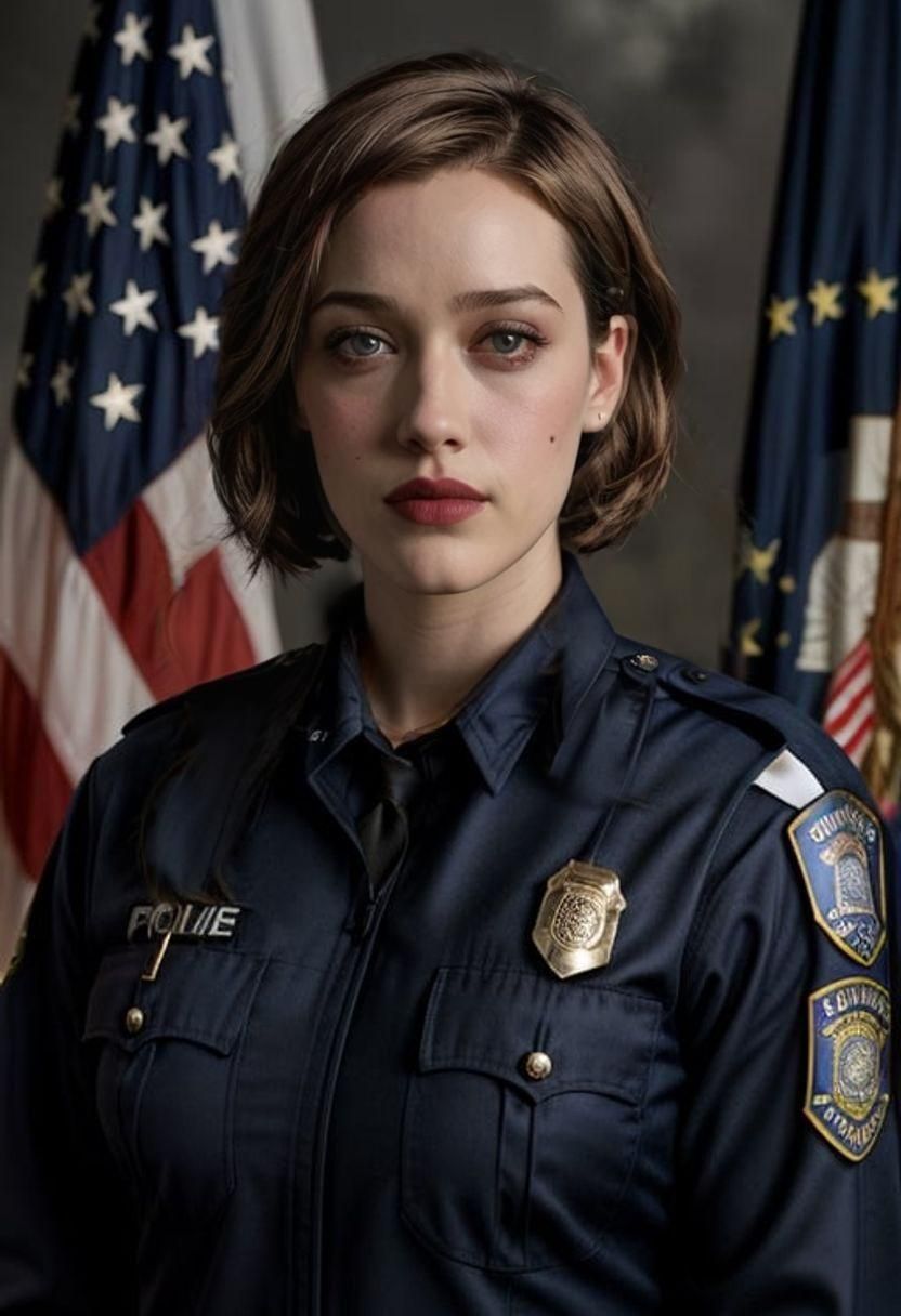 Woman in Police Uniform, American Realism Style