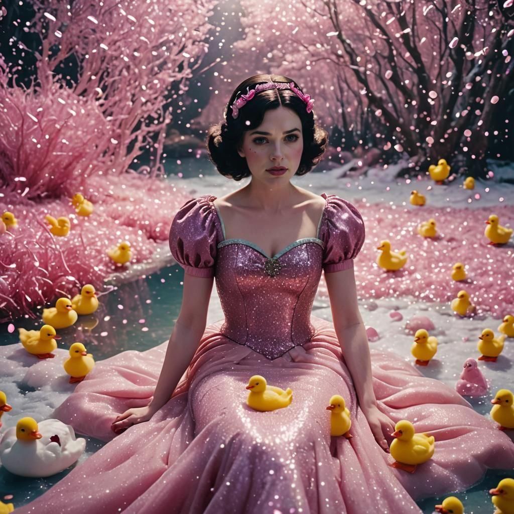 Snow White as Space Mermaid with Ducks