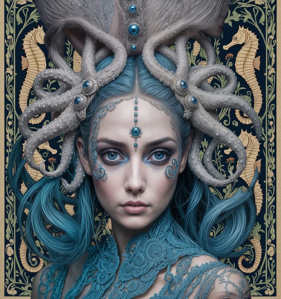 Ethereal Woman Portrait with Third Eye Makeup