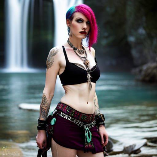 Cyberpunk Pirate Girl on Neon Street