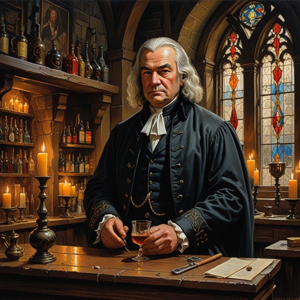 Bach as Gothic Bartender in Medieval Tavern