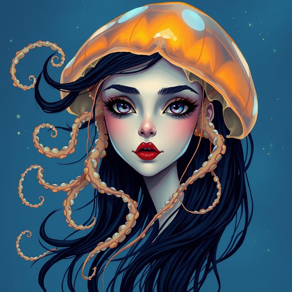 Ethereal Goth Jellyfish in Vibrant Jelly Aesthetic