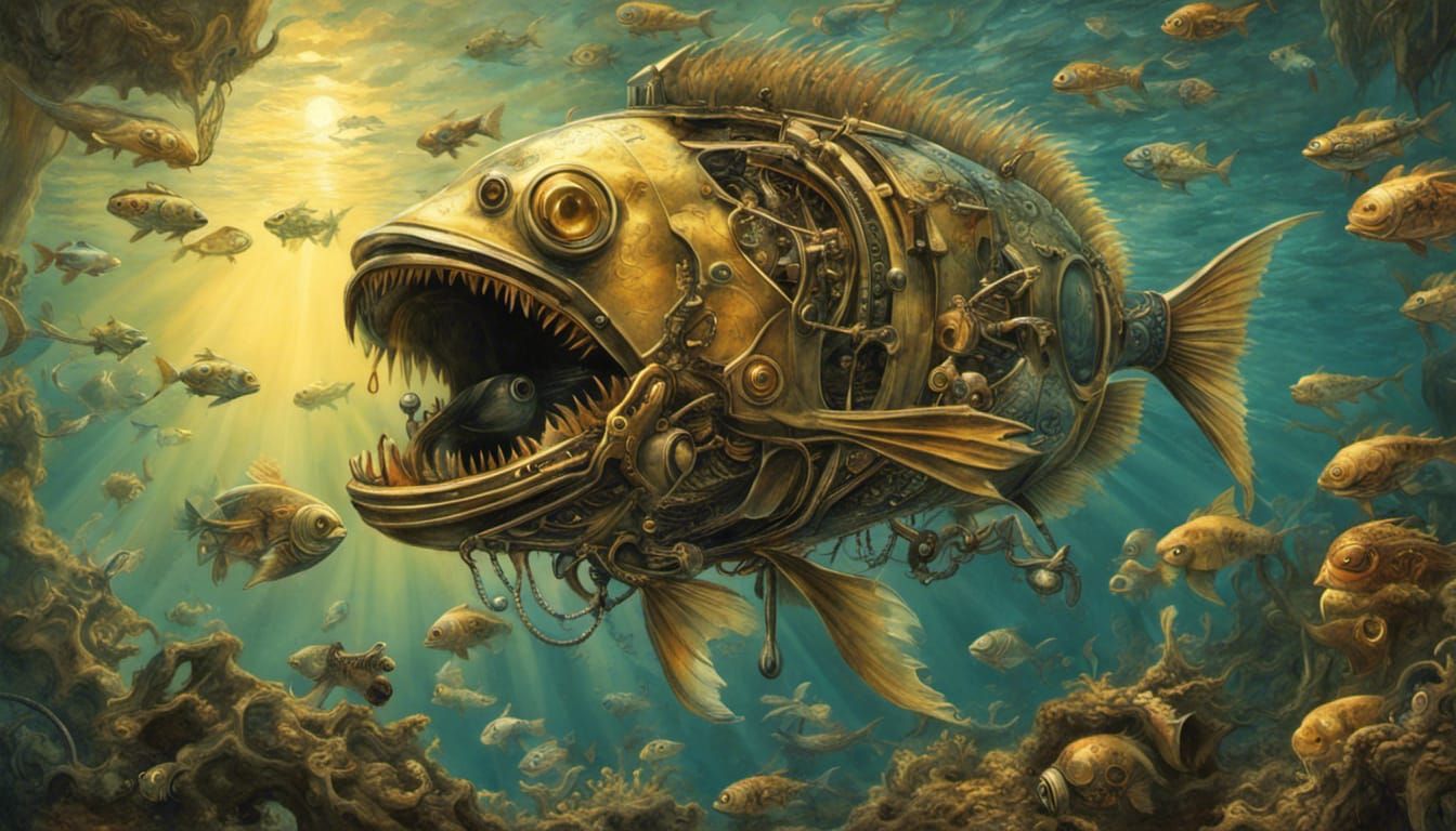 Steampunk Robot Fish Meets James Cook Underwater