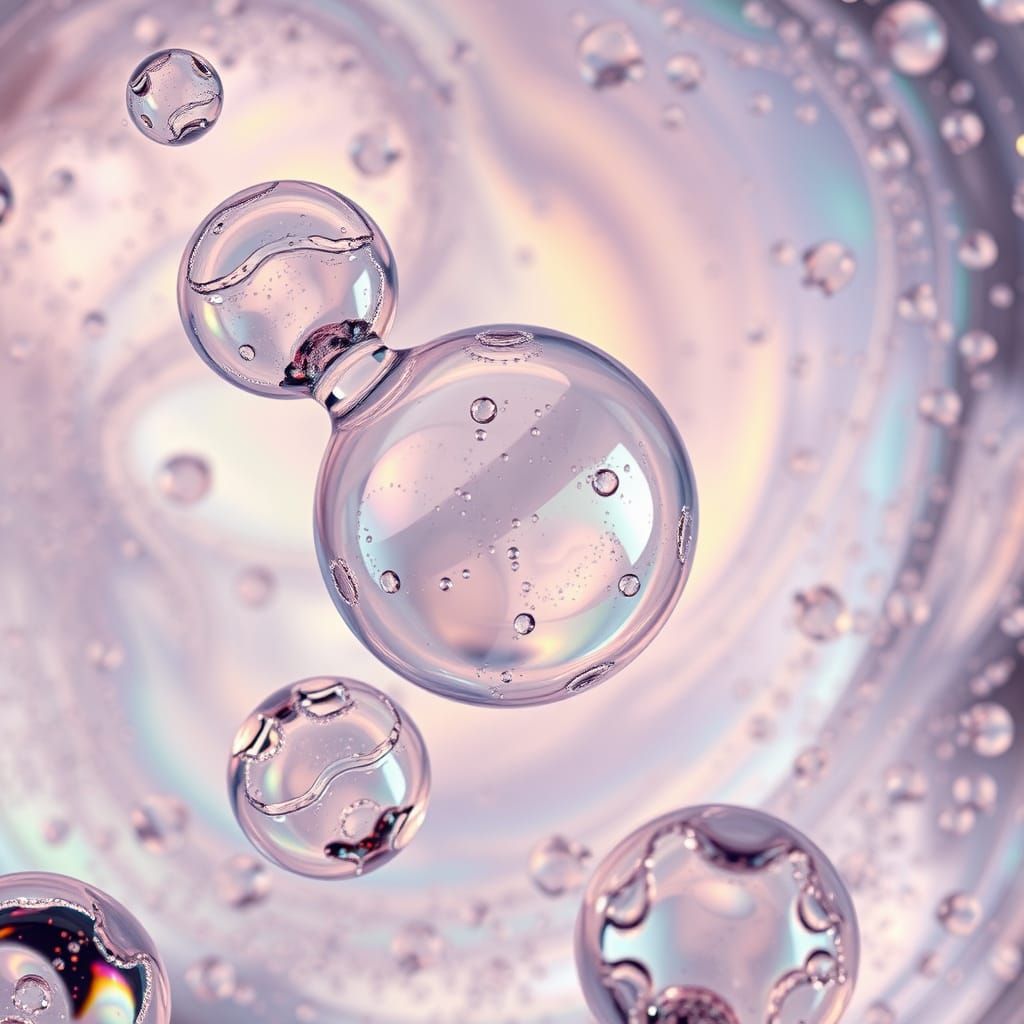Fizzy Drink: Macro Bubbles in Iridescent Swirls