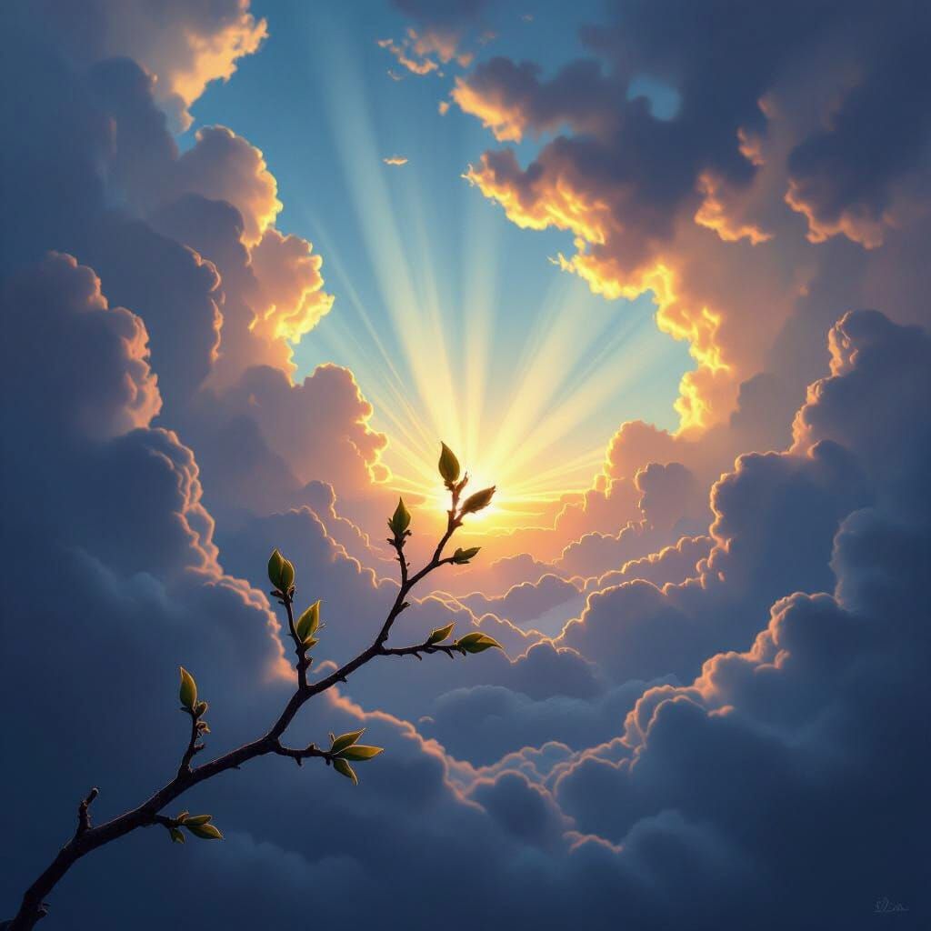 Delicate Twig Against Epic Sky