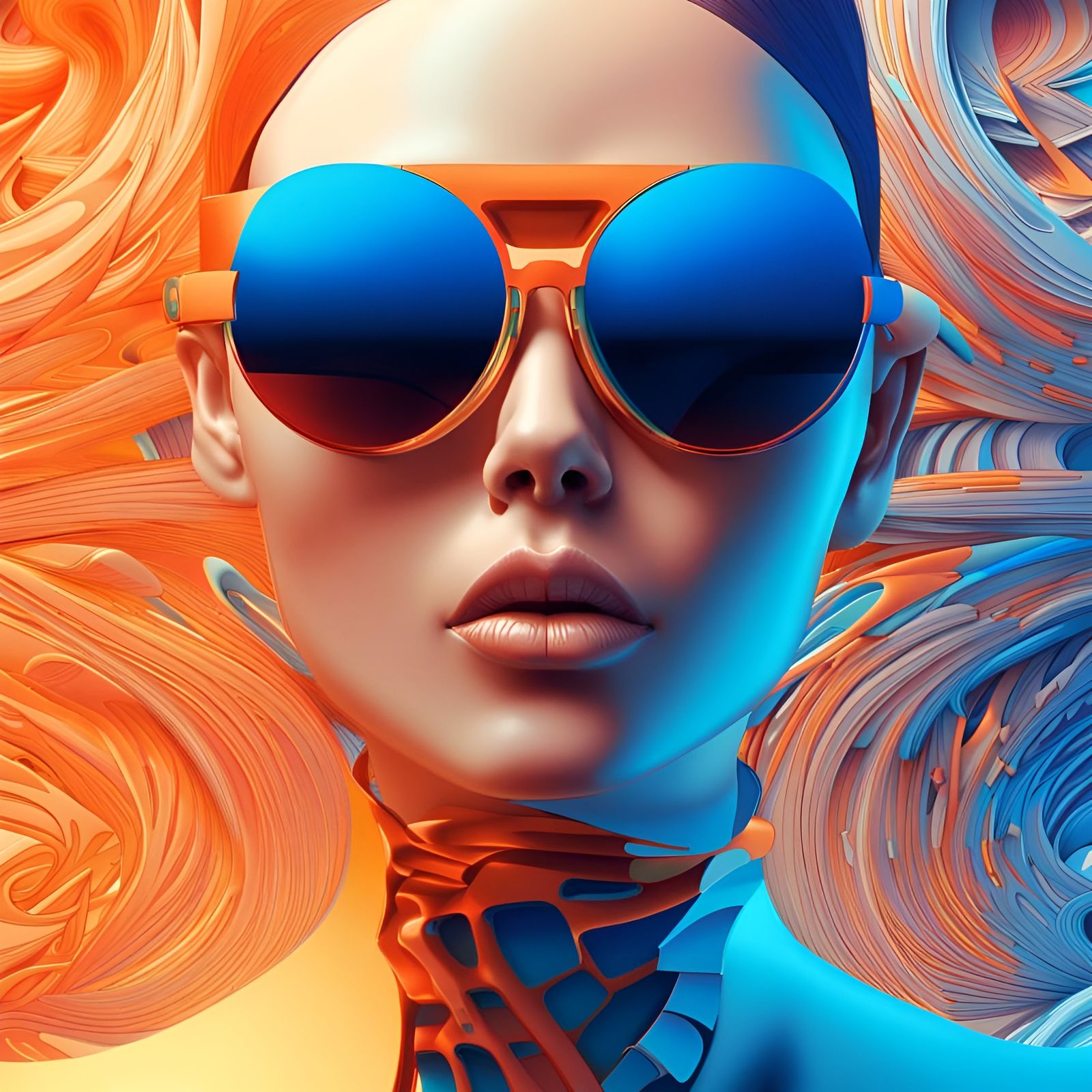 Woman in Colorful 3D Plastic Sunglasses