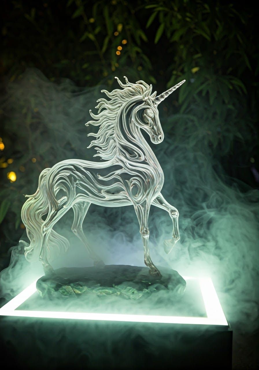 Dreamlike Glass Unicorn Sculpture in Ethereal Pastel Hues