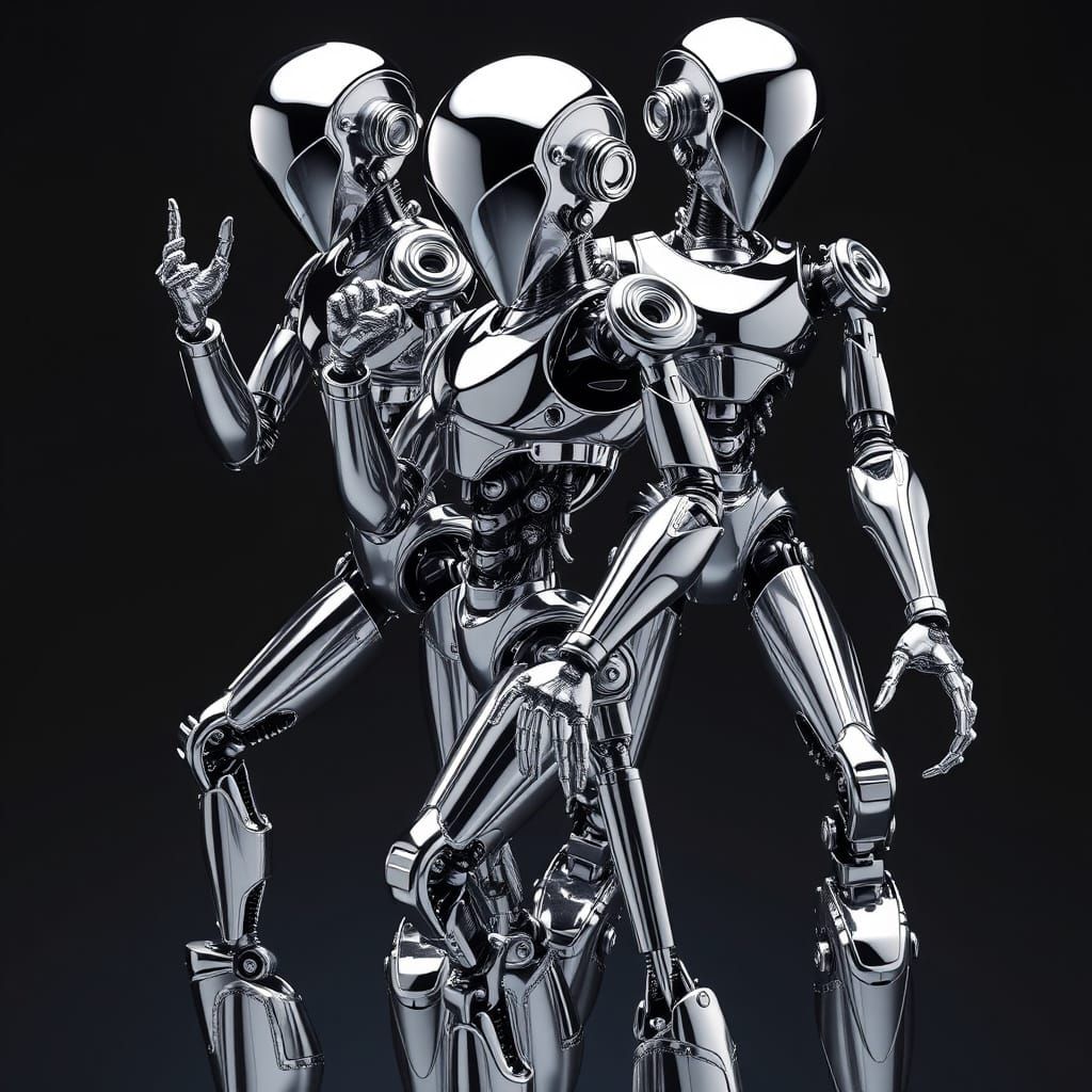 Chrome Robots in Futuristic Sci-Fi Style