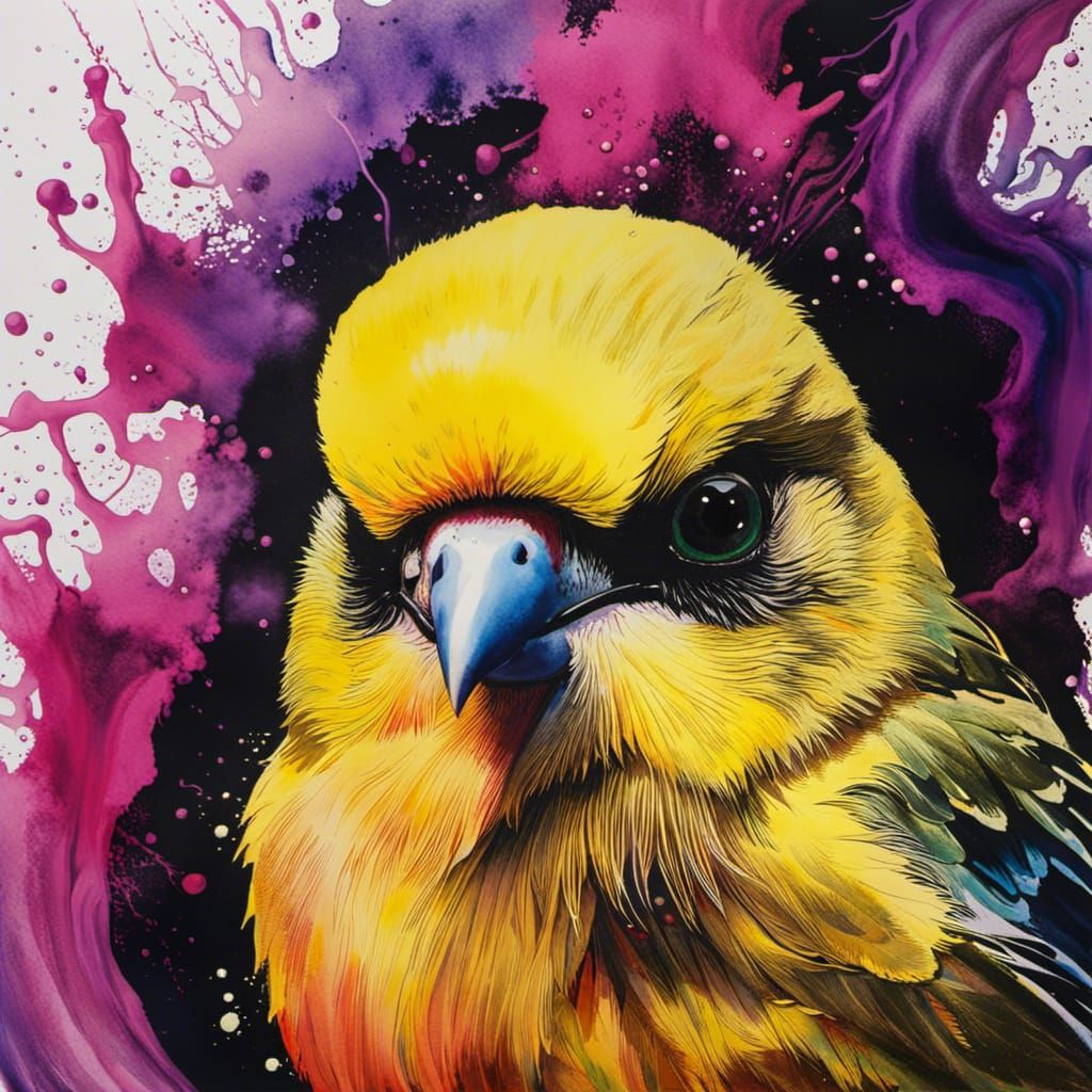 Canary in Coal Mine: Ink Splash Portrait