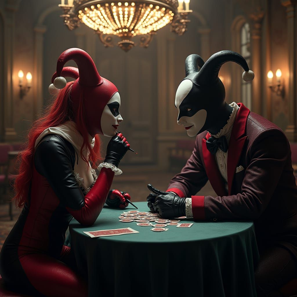 Catwomen Harley Quinn in High-Stakes Poker Game