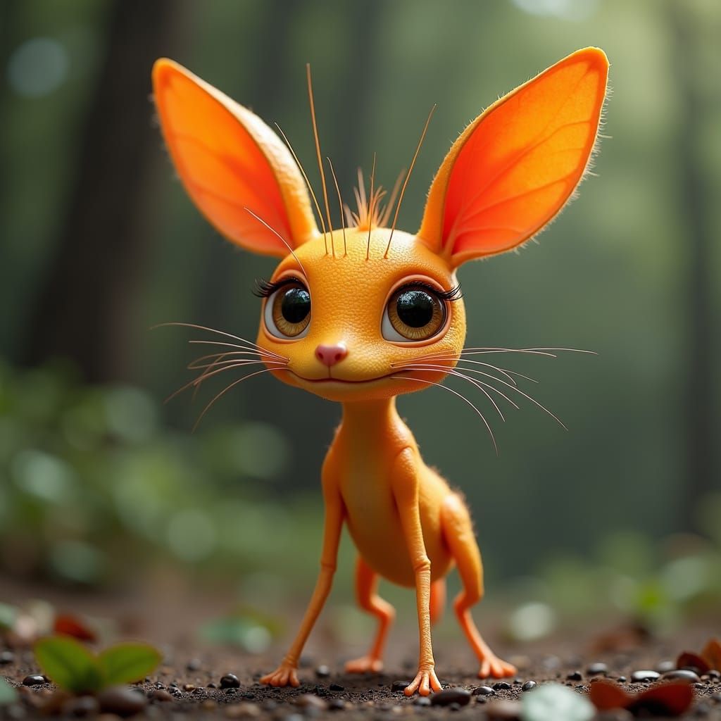 Ridiculous Critter with Orange Ears and Square Eyes