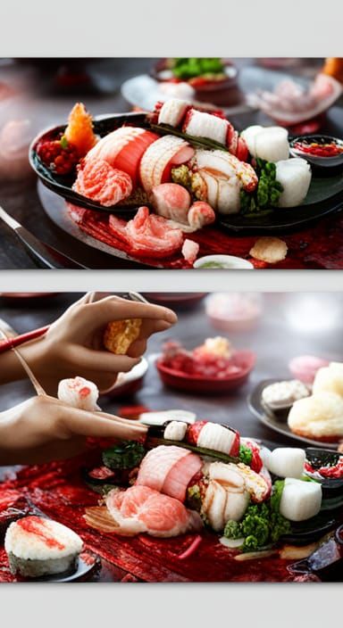 Detailed Nyotaimori Fusion Art in 8k