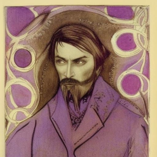 Vampire Lord with Aquiline Nose in Vrubel Style